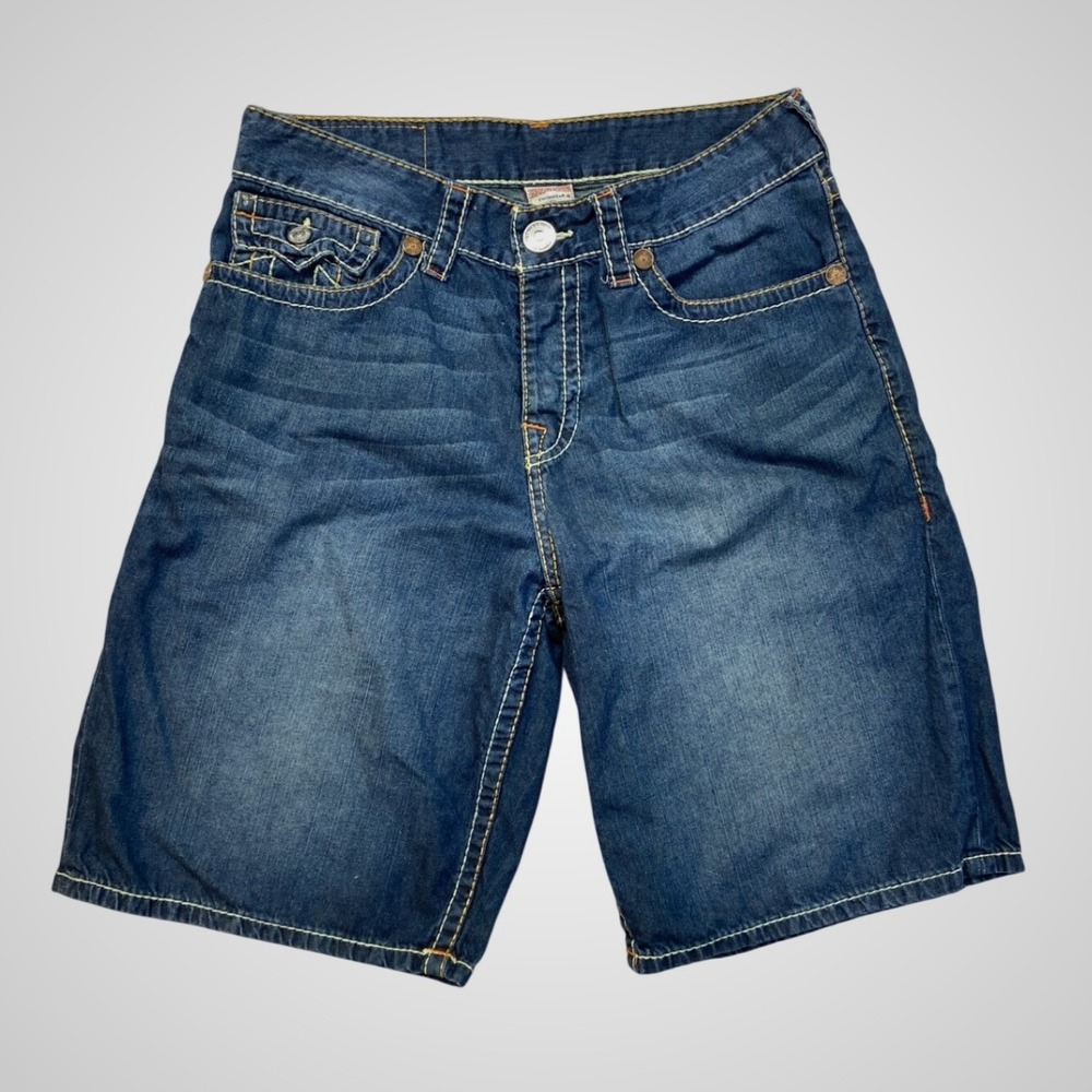 True Religion Board Shorts Mens 34 Blue Excellent Section Surf Contrast Stitch